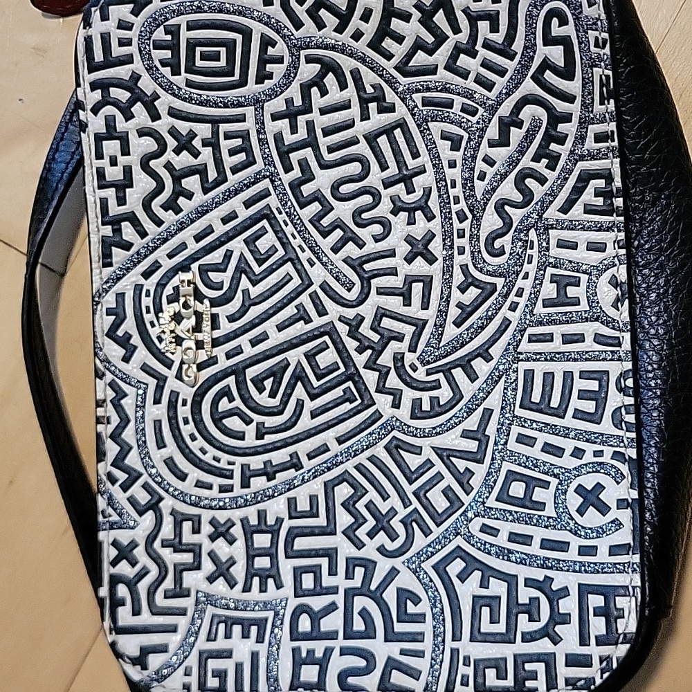 Coach × Disney × Keith Haring Mickey Mouse Abstract Black White Crossbody Bag